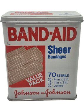 Vintage Band-Aid Metal Tin EMPTY Johnson & Johnson Collectible Storage Box 80s